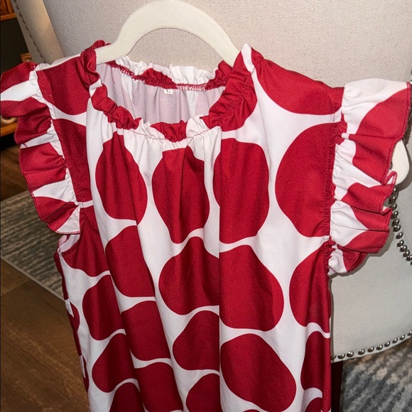 Vibrant Red Polka Dot Ruffle Sleeve Blouse - Picture 6 of 6